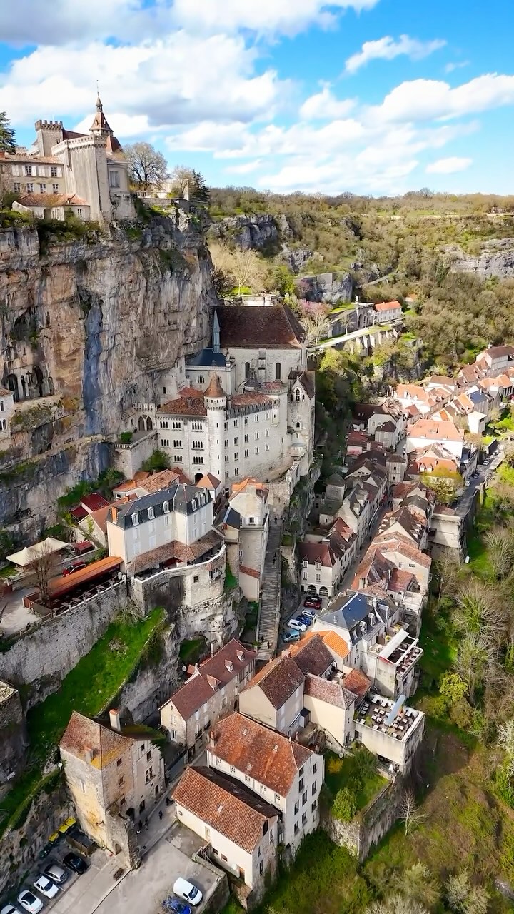French Cliffside Village With Churches Carved Into Rock