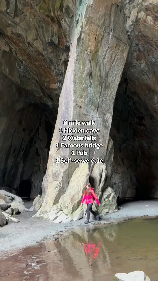 Lake District Walk: Cave, Falls, Bridge, and Pub