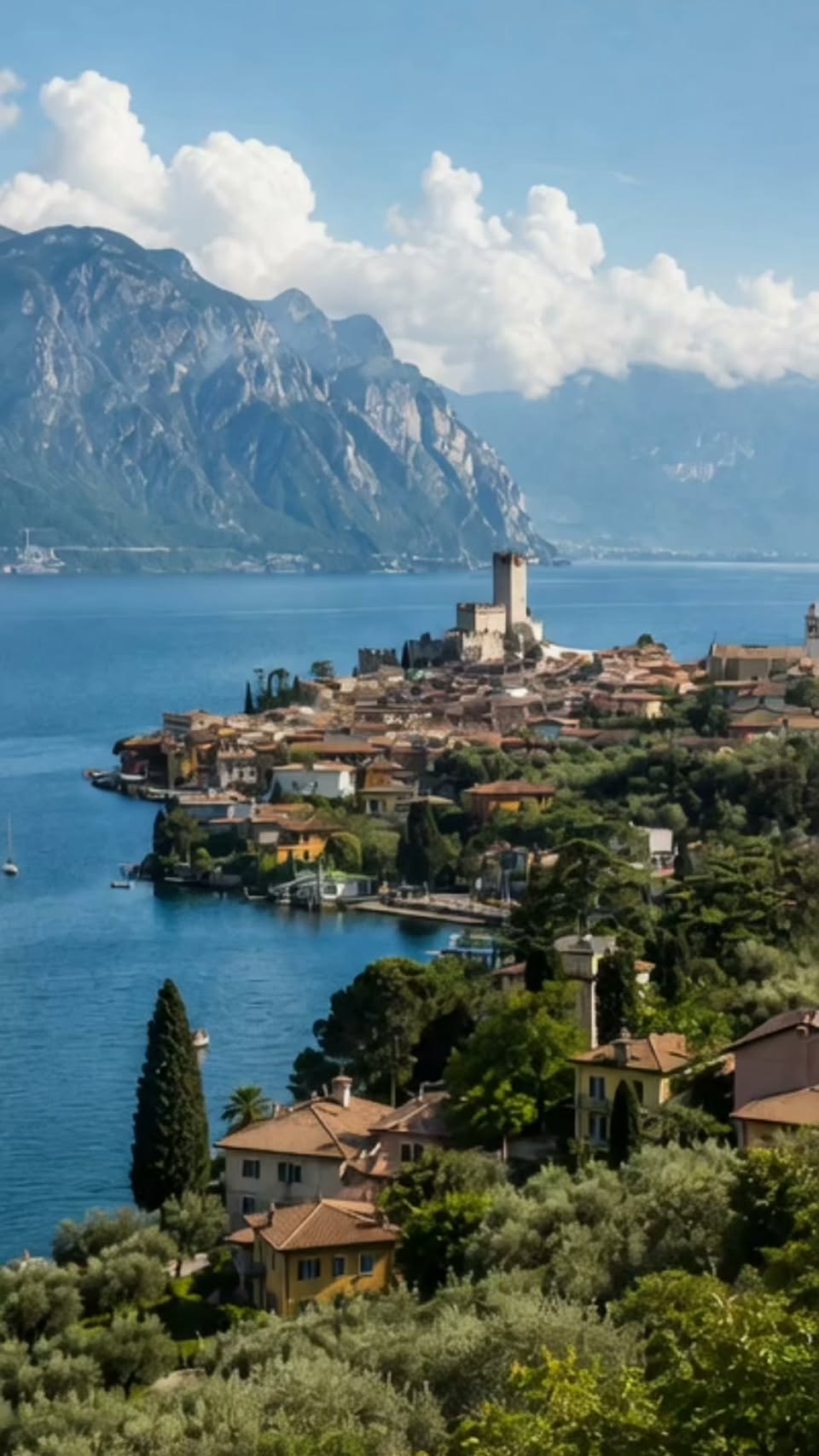 Medieval Castle and Lakeside Town on Lake Garda