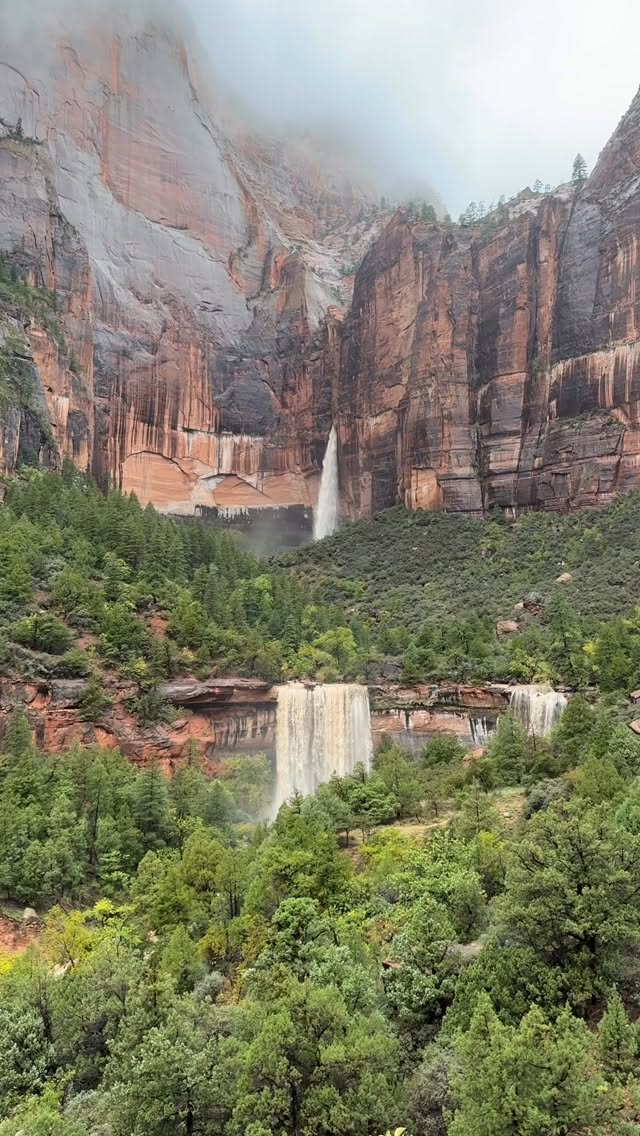 Zion National Park Waterfalls After Rainfall