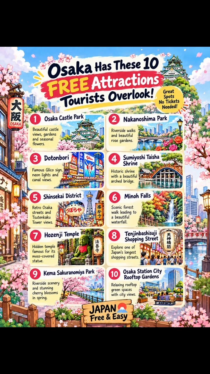 Top 10 Free Attractions in Osaka, Japan