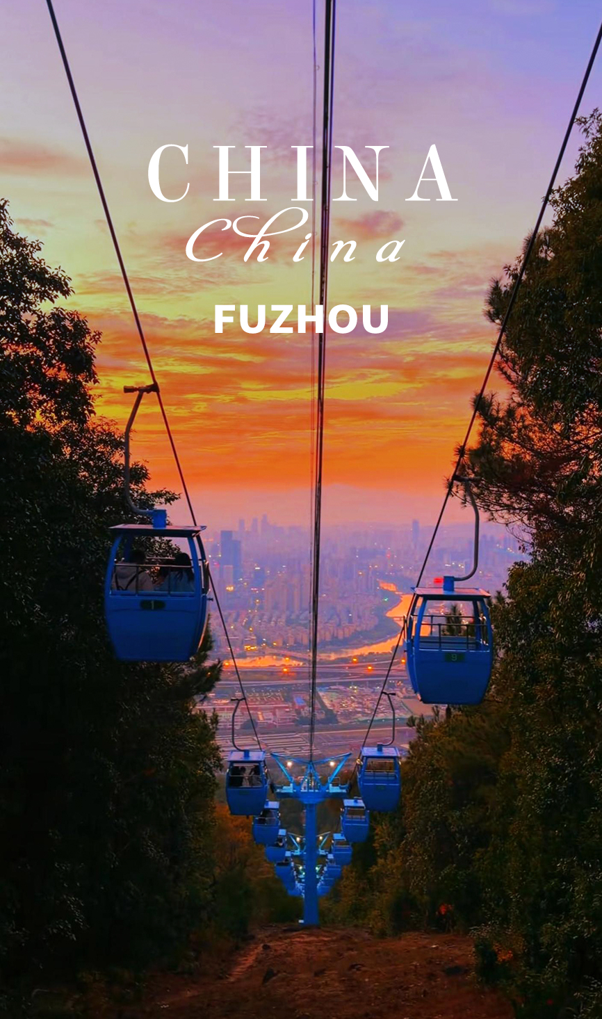 Fuzhou Gushan Cable Car Ride Over Min River