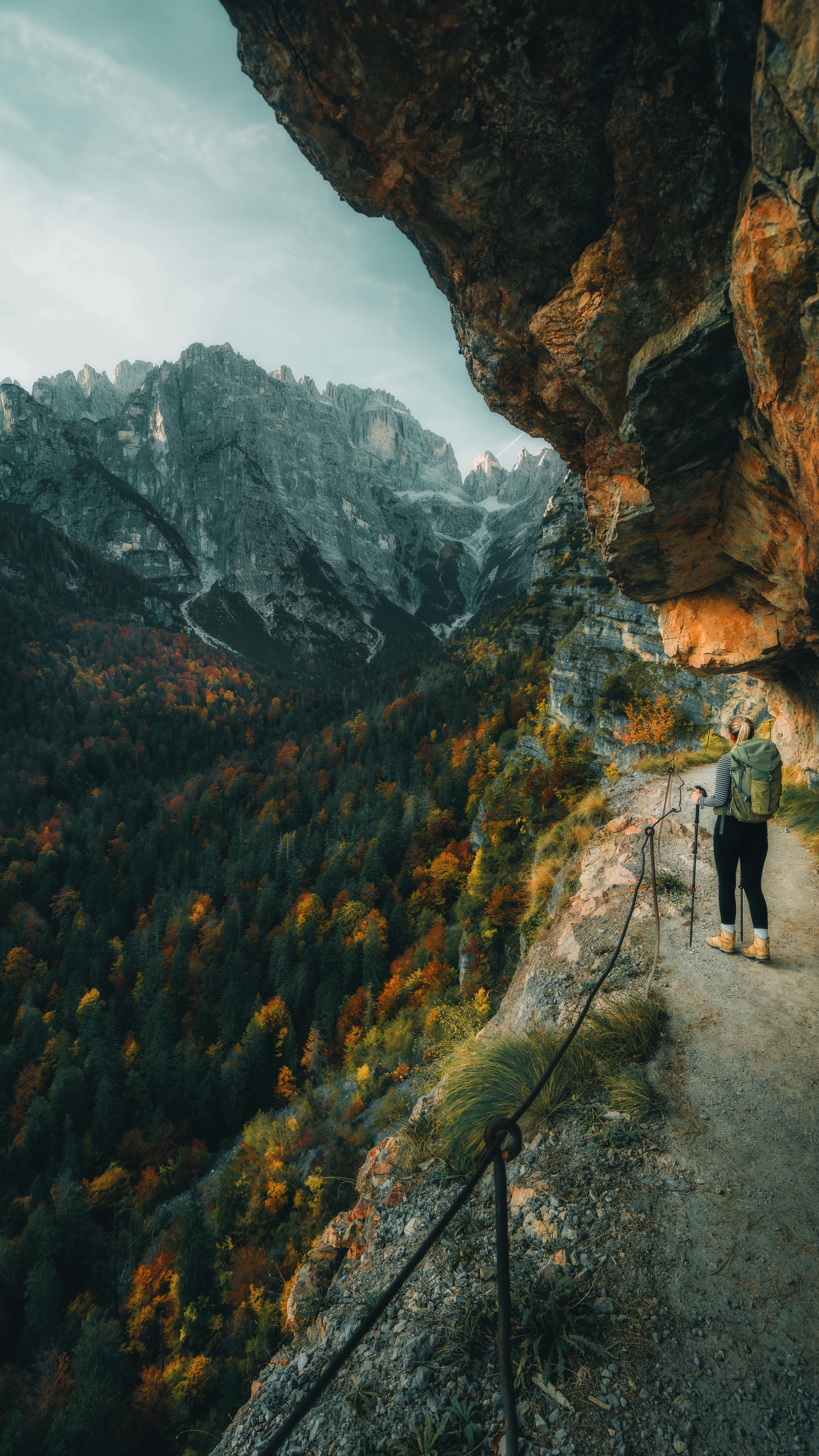 Hiking Trail to a Dolomites Lodge