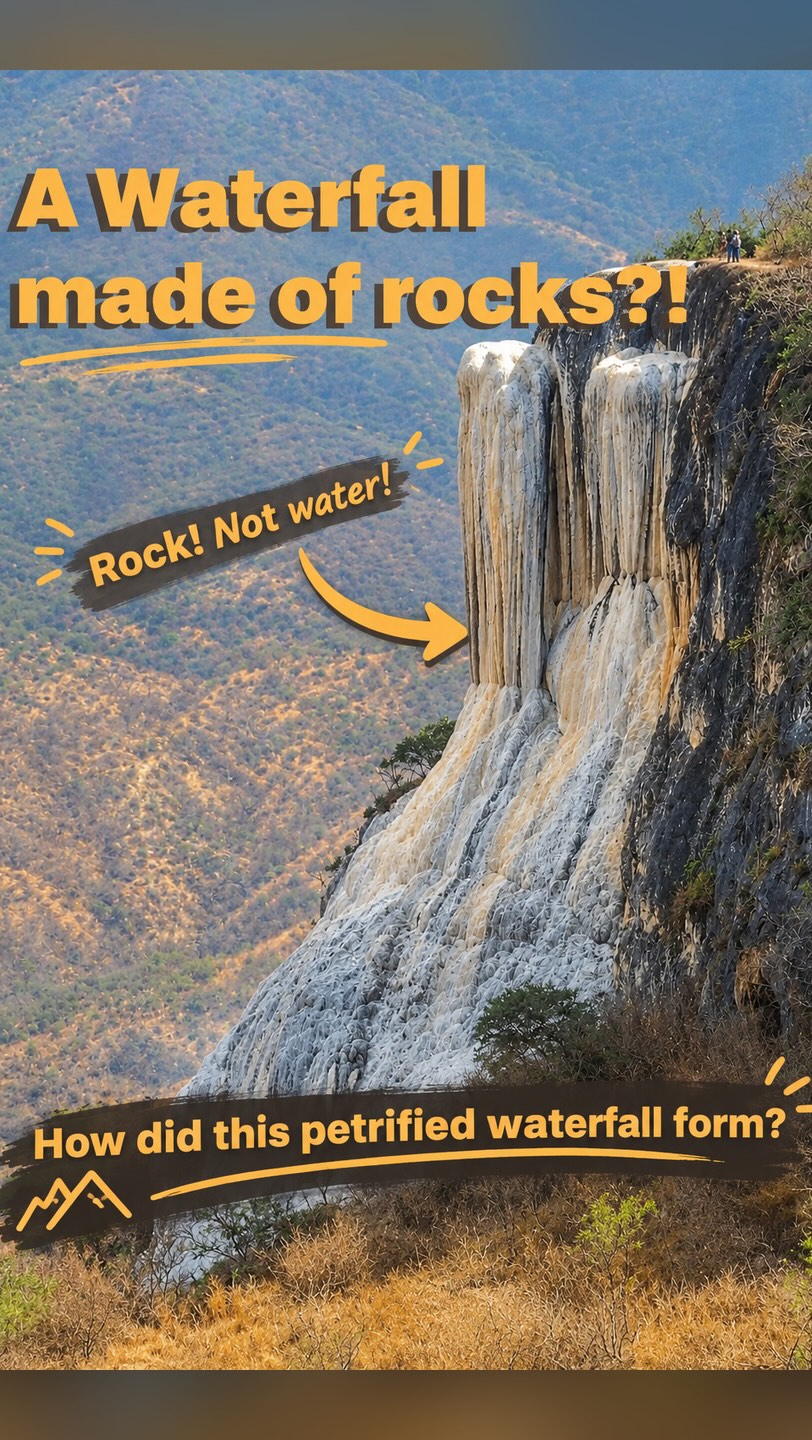 Oaxaca's Rock Waterfall Formed by Mineral Springs