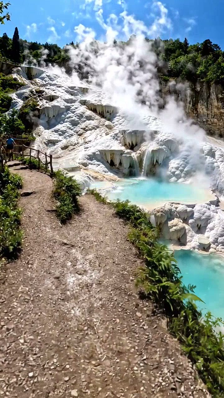 Tuscan Thermal Pools Amidst White Limestone Formations