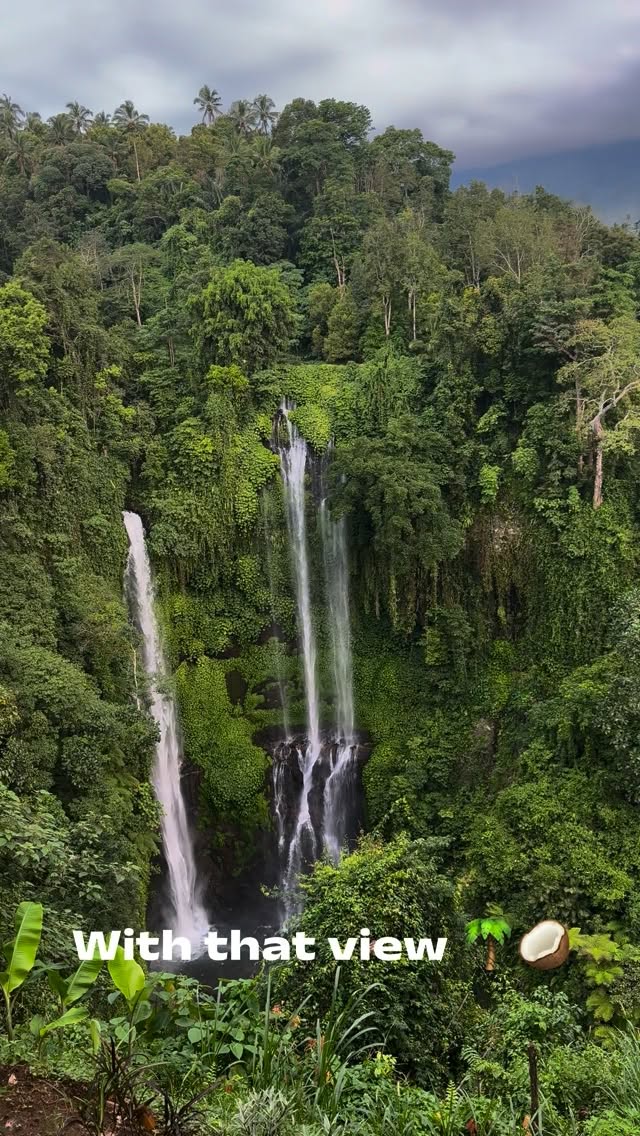 Bali Waterfall Views From A Cliffside Restaurant