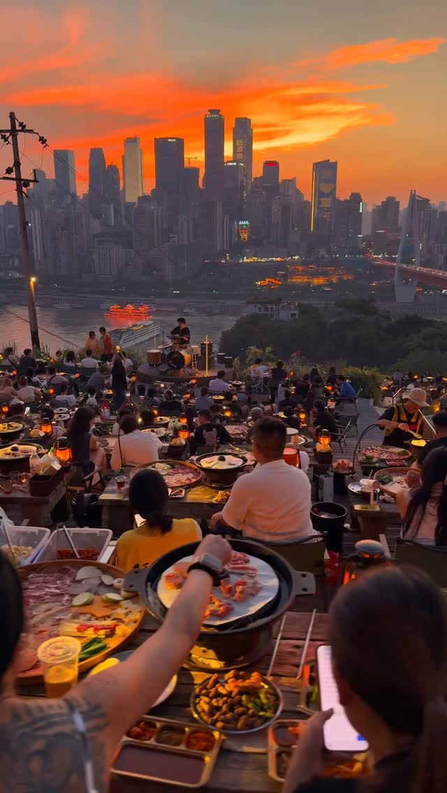 Chongqing Outdoor Dining at Sunset