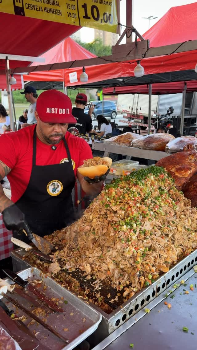 Pork Sandwich Stand At Night Market
