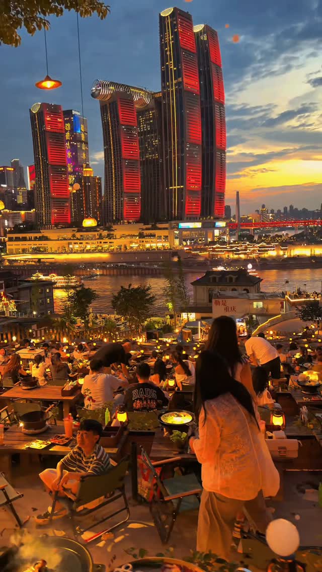 Chongqing's Sunset Hot Pot Dining Scene