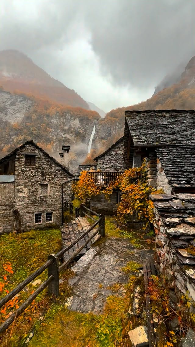 Swiss Alps Village In Autumn Mist