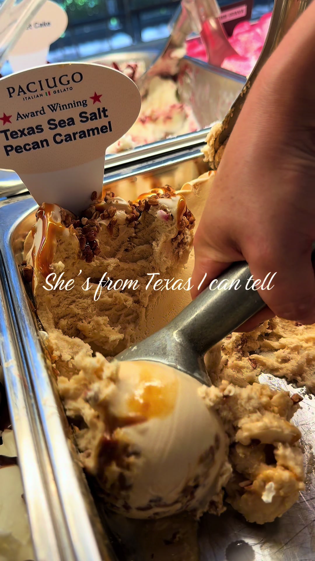 Texas Sea Salt Pecan Caramel Gelato Creation