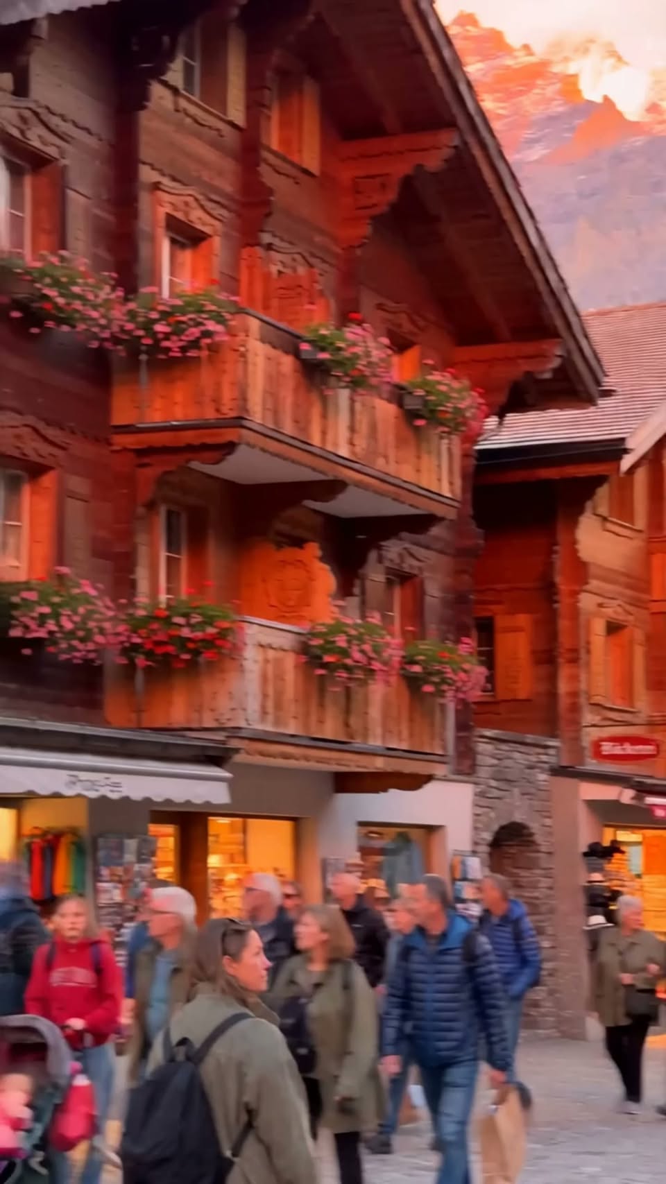 Alpine Village Scenery At Golden Hour