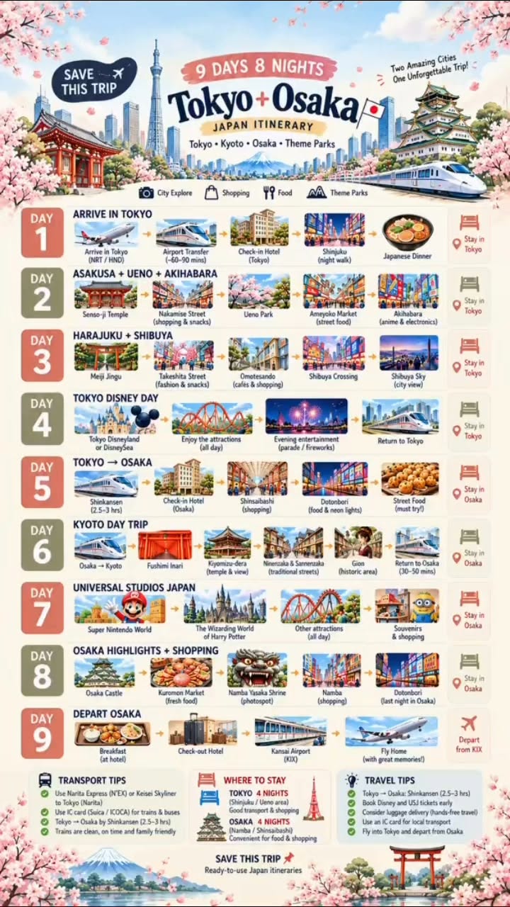 Japan Itinerary: Tokyo, Osaka, Kyoto, and Theme Parks