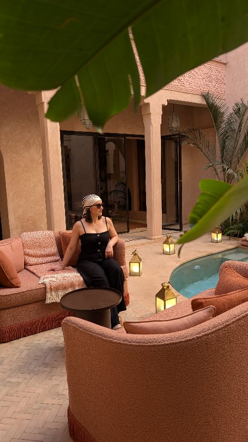 Marrakech Riad With Pool And Red Tile Bathroom