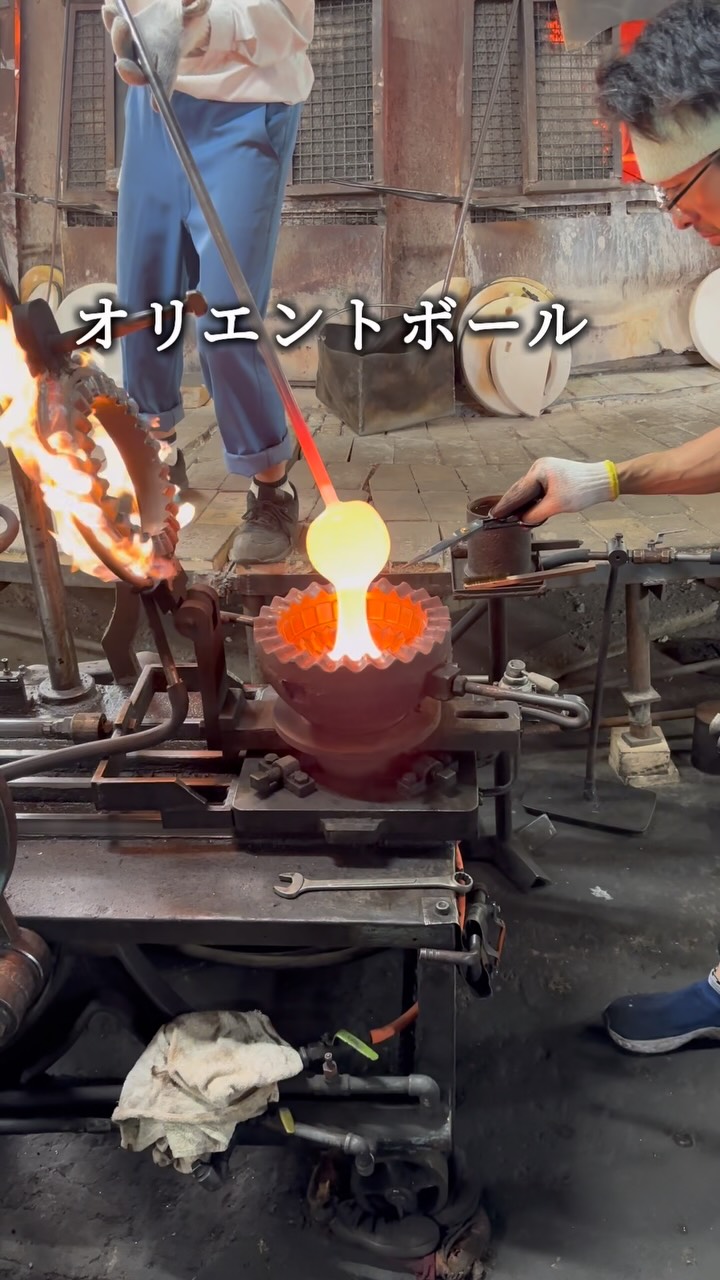 Glassblowing Factory Creates Decorative Orient Bowl