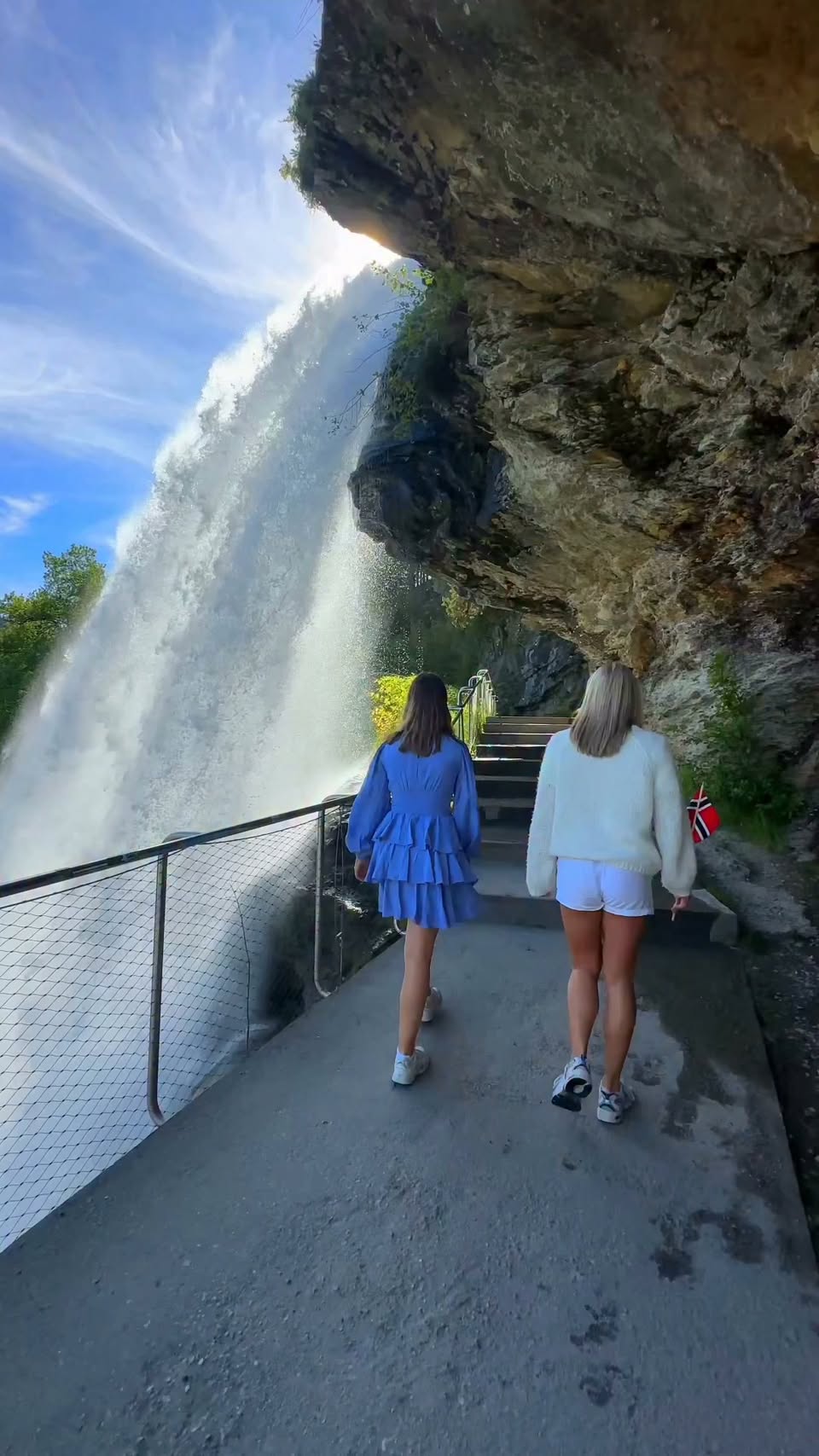 Walk Behind Norway's Steinsdalsfossen Waterfall