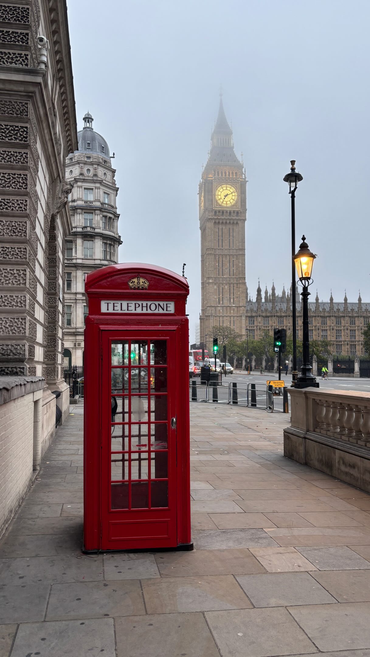 London Landmarks Featuring Iconic Red Phone Box