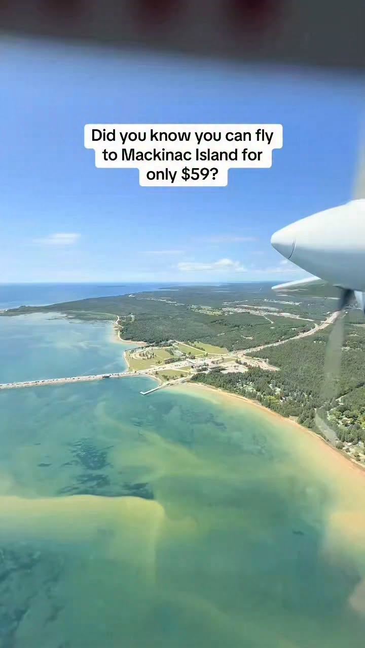Mackinac Island and Bridge Aerial Views