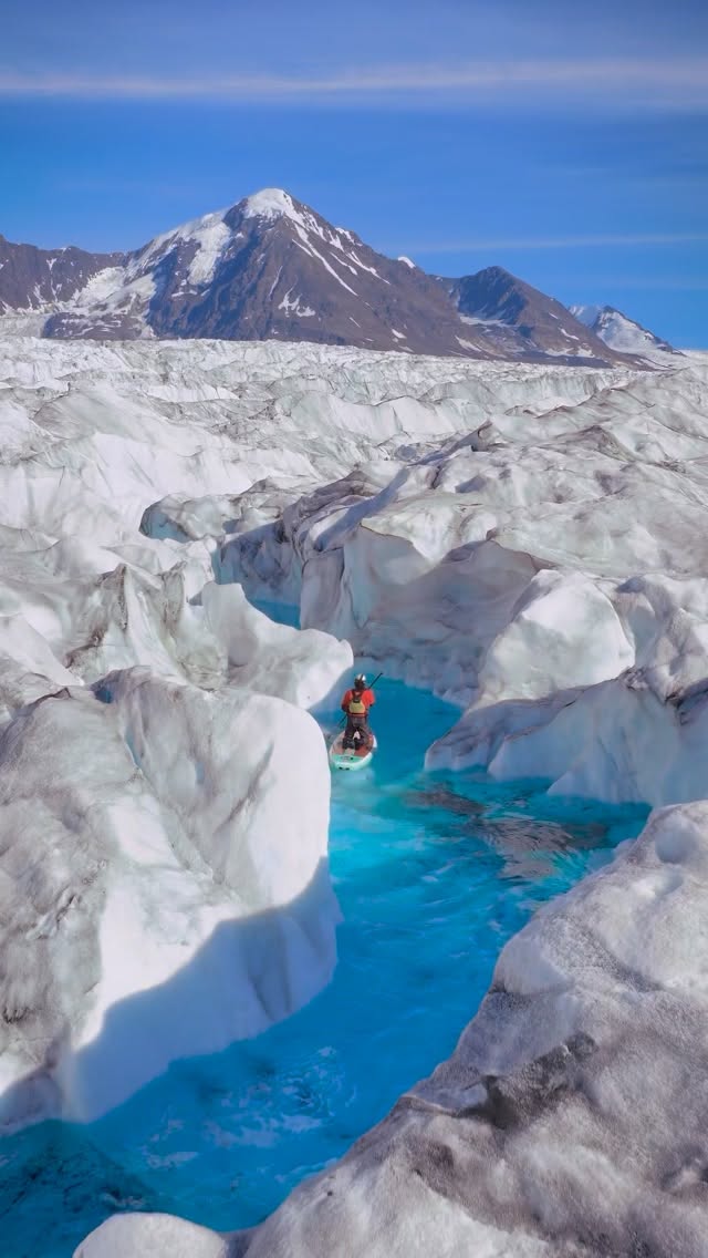 Paddleboarding Through Chugach Mountains Glacial Channels