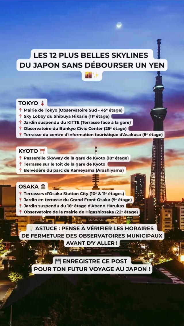 12 Free Skyline Viewpoints Across Tokyo, Kyoto, and Osaka