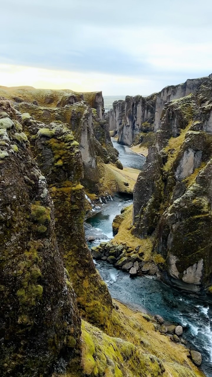 Icelandic Canyon With Winding River