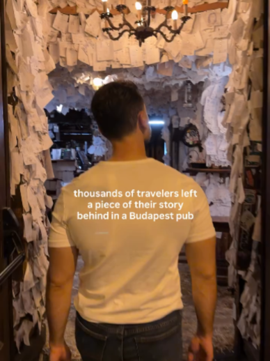 Budapest Pub Walls Filled With Traveler Messages