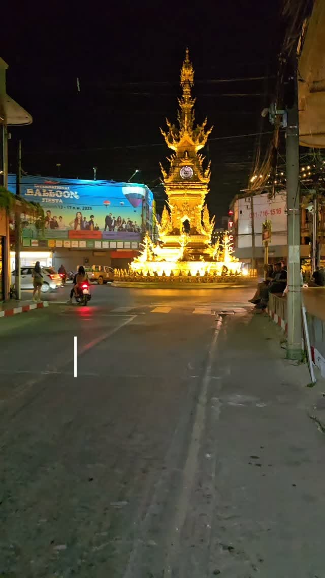 Chiang Rai's Golden Clock Tower and Night Market