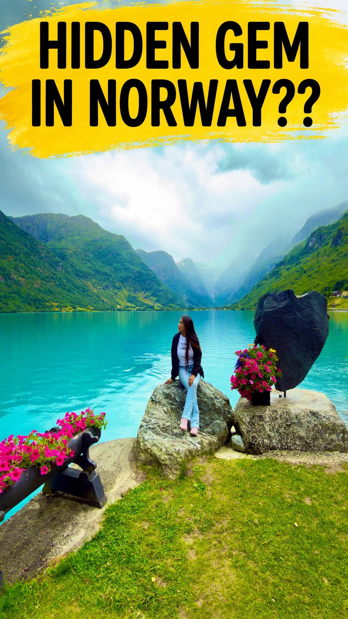 Turquoise Lake and Mountain Views in Norway