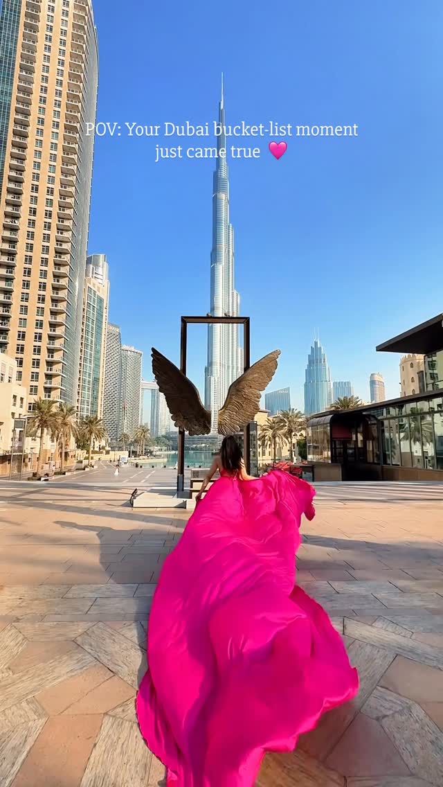 Flying Dress Photoshoot with Burj Khalifa