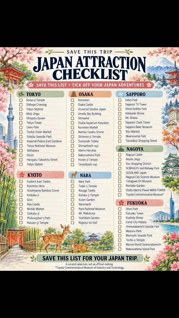Japan Attraction Checklist For Your Next Trip