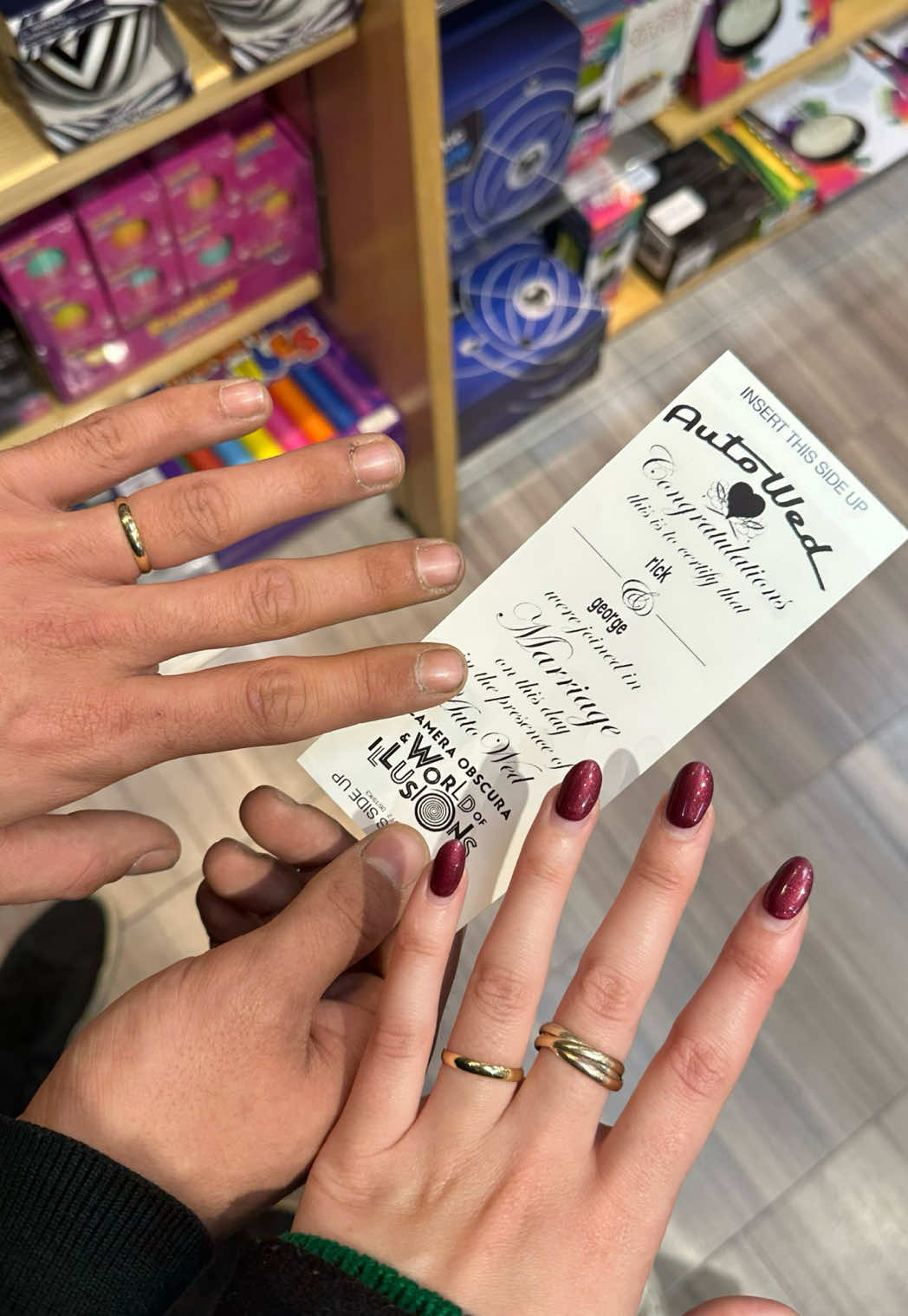 Novelty Marriage Certificate at Camera Obscura