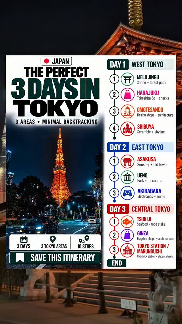 Tokyo Three-Day Itinerary: West, East, and Central