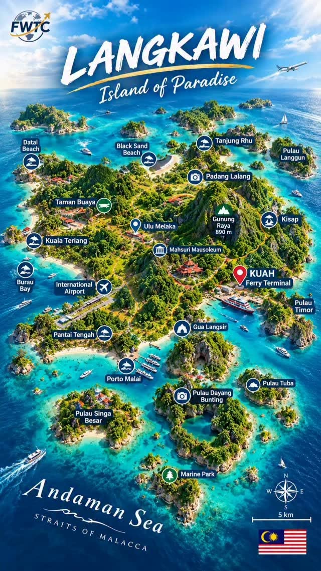 Langkawi Island's Tourist Map and Attractions