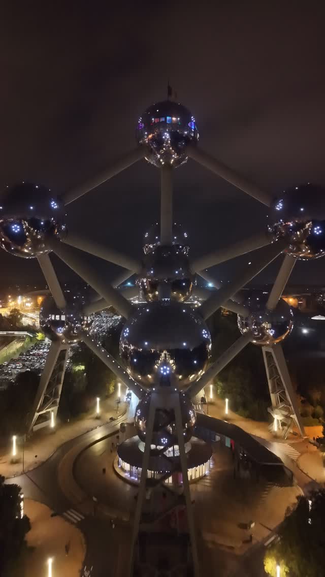 Atomium Monument Featured At Night