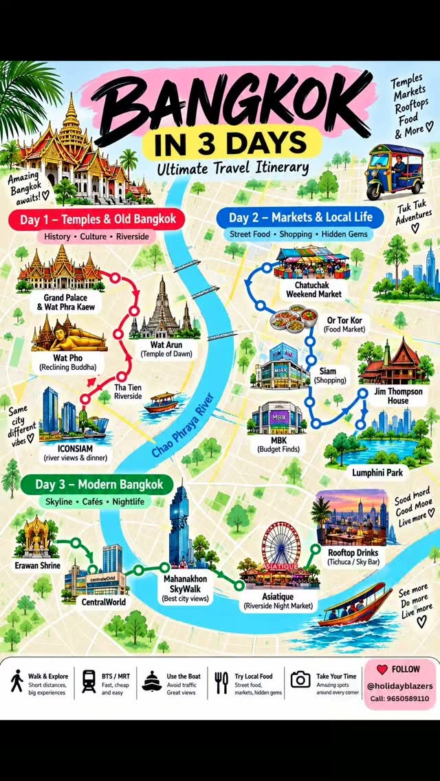 Bangkok 3-Day Itinerary: Temples, Markets, and Modern Sights