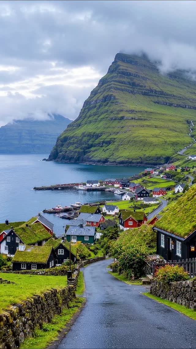 Faroe Islands Villages With Grass-Covered Roofs