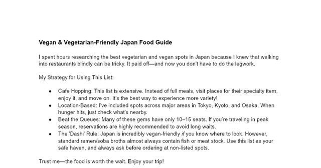 Tokyo and Kyoto Vegan Dining Spots