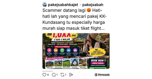 Sabah Destinations Targeted By Travel Package Scammers